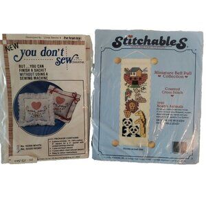 Cross Stitch Kit Lot of 3 Embroidery Needle Craft Patterns Bell Pull Cat Kitten